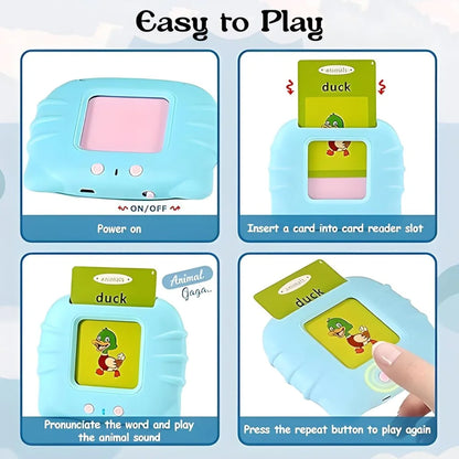 Montessori Talking Flash Cards for Kids – Educational Learning Toy with Speech, Sound & Vocabulary Card Reader for Toddlers