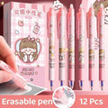 Cute Erasable Gel Pens Set – 0.5mm Blue Ink Kawaii Cartoon Pens for School & Journaling