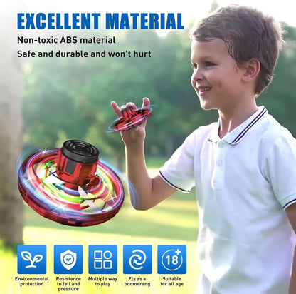 Rechargeable Flying Spinner UFO Toy with RGB LED Lights, Hand Controlled Boomerang Drone for Kids (Multicolor)