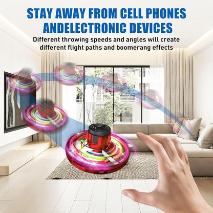 Rechargeable Flying Spinner UFO Toy with RGB LED Lights, Hand Controlled Boomerang Drone for Kids (Multicolor)