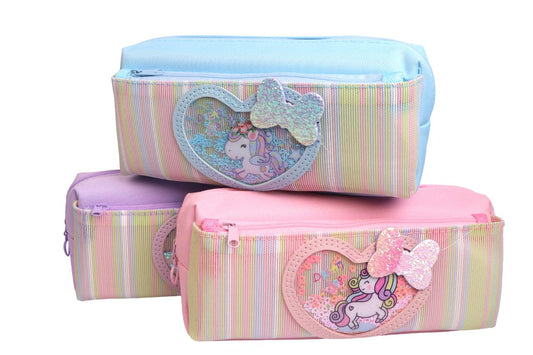 Unicorn Theme 2-Layer Pencil Pouch for Kids | Zipper Stationery Organizer (1 pencil pouch)